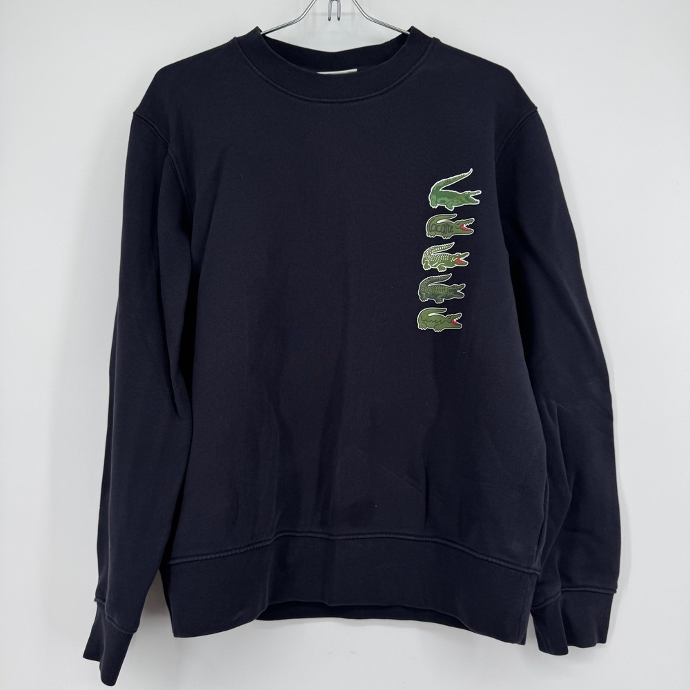 Lacoste‎ Mens Classic Fit Multi-Logo Crocodile Sweatshirt Navy Blue Size M FR 4